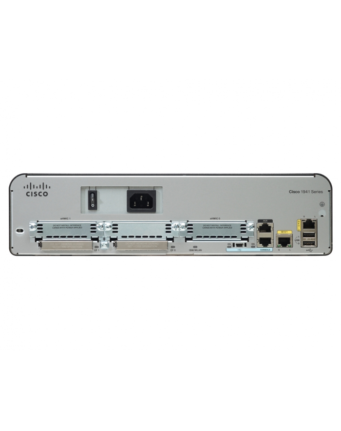 Cisco 1941 Router w/2 GE,2 EHWIC, 256MB CF/512MB DRAM, IPB SW główny