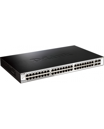 D-LINK DGS-1210-52, Gigabit Smart Switch with 48 10/100/1000Base-T ports and 4 Gigabit MiniGBIC (SFP) ports, 802.3x Flow Control, 802.3ad Link Aggregation, 802.1Q VLAN, 802.1p Priority Queues, Port mirroring, Jumbo Frame support, 802.1D STP, ACL, LLD nr 1