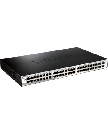 D-LINK DGS-1210-52, Gigabit Smart Switch with 48 10/100/1000Base-T ports and 4 Gigabit MiniGBIC (SFP) ports, 802.3x Flow Control, 802.3ad Link Aggregation, 802.1Q VLAN, 802.1p Priority Queues, Port mirroring, Jumbo Frame support, 802.1D STP, ACL, LLD