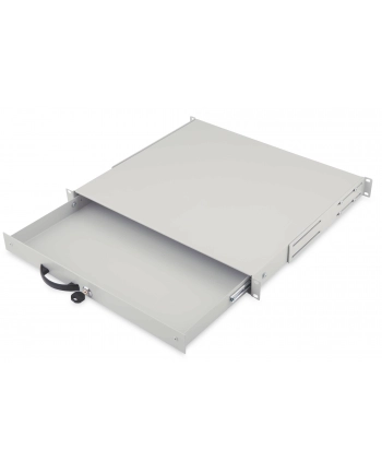 Zamykana półka 19'''' 1U pod klawiaturę, RAL 7035, jasno-szara