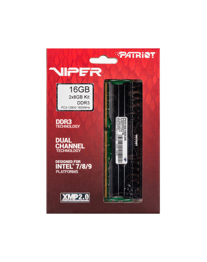Patriot ViperX 3RD 2x8GB DDR3 1600MHz CL9 1.5V, XMP 1.3 Dual Channel główny