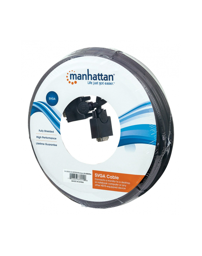 Manhattan Kabel monitorowy SVGA HD15 M/HD15 M 20m z ferrytem czarny główny