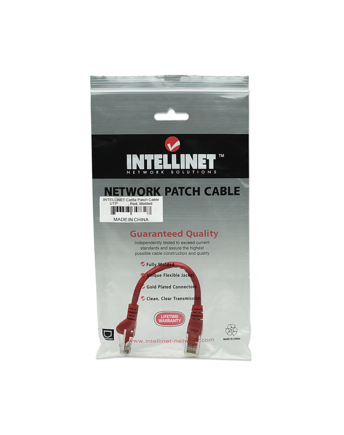 Intellinet patch cord RJ45, snagless, kat. 5e UTP, 45 cm, czerwony główny