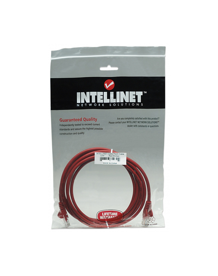 Intellinet patch cord RJ45, snagless, kat. 5e UTP, 1m czerwony główny