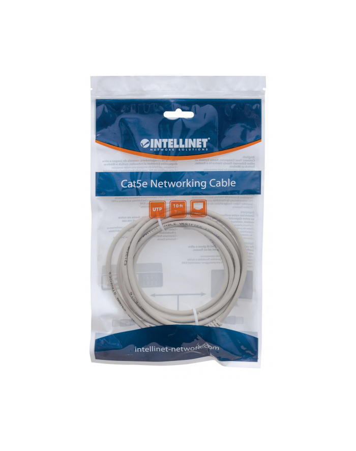 Intellinet patch cord RJ45, snagless, kat. 6 UTP, 3m szary główny