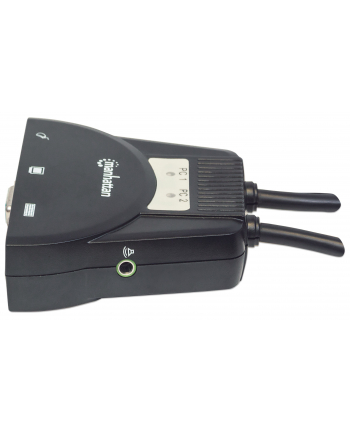 MANHATTAN Przełącznik KVM Mini, 2-portowy, USB, Audio, Czarny