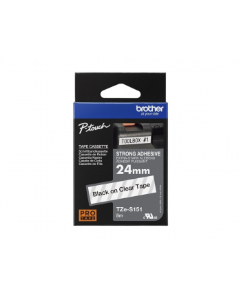 Taśma laminowana do P-touch (mocna) Brother TZE-151 24mm przezroczysta / czarny nadruk