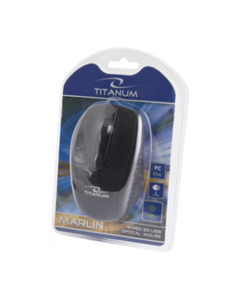 TITANUM Przewodowa Mysz Optyczna TM110K USB MARLIN 3D| 1000 DPI | Czarna nr 1