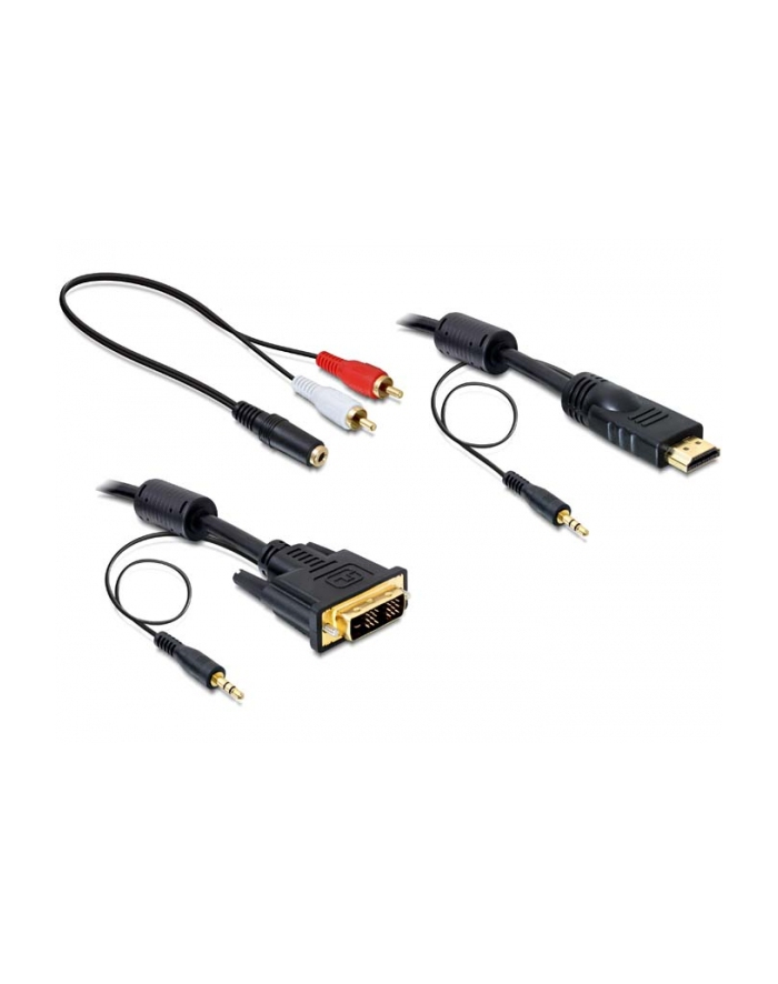 Delock kabel DVI(M) -> HDMI(M) 2M + Audio [minijack(F) -> 2xRCA M/M (CHINCH)] główny