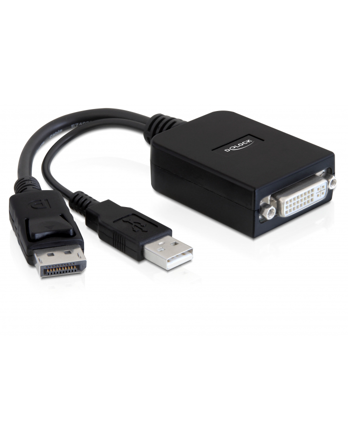 Delock Adapter Displayport męski > DVI-I 24+5 żeński aktywny 23 cm główny