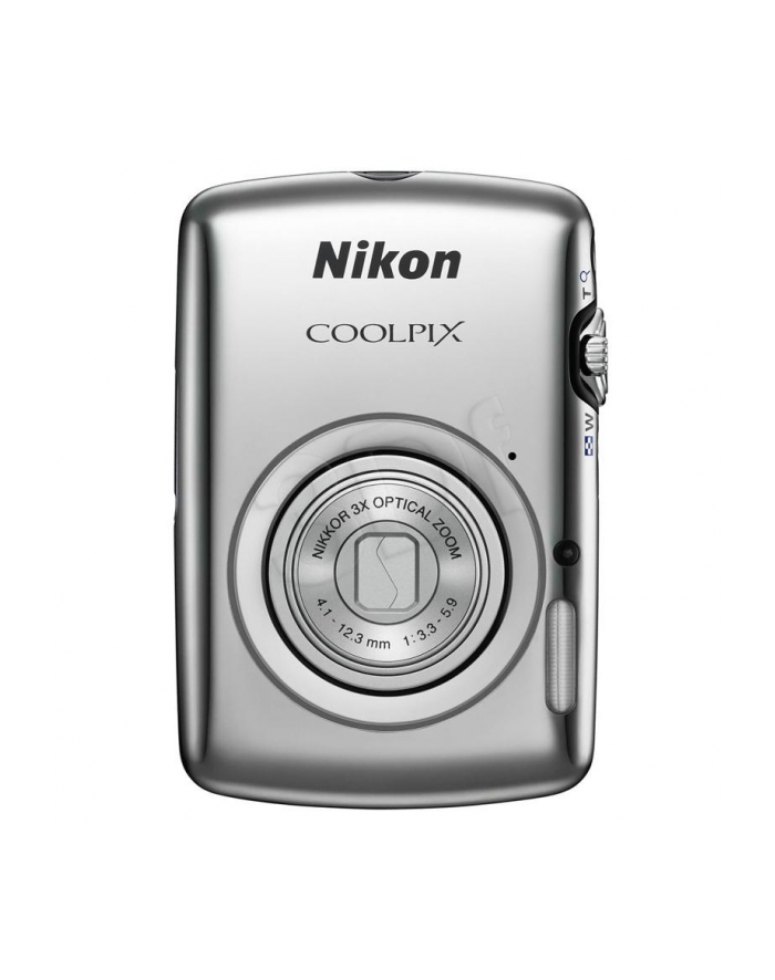 Nikon Coolpix S01 Silver, 10.1Mpixels, NIKORR 3x wide-angle zoom lens, Internal memory approx. 7.3 GB, Anti-blur, HD movie rec., 2.5'' touch screen LCD, ISO 1600, EXPEED C2, Li-Ion batt.,  SD/SDHC/SDXC główny