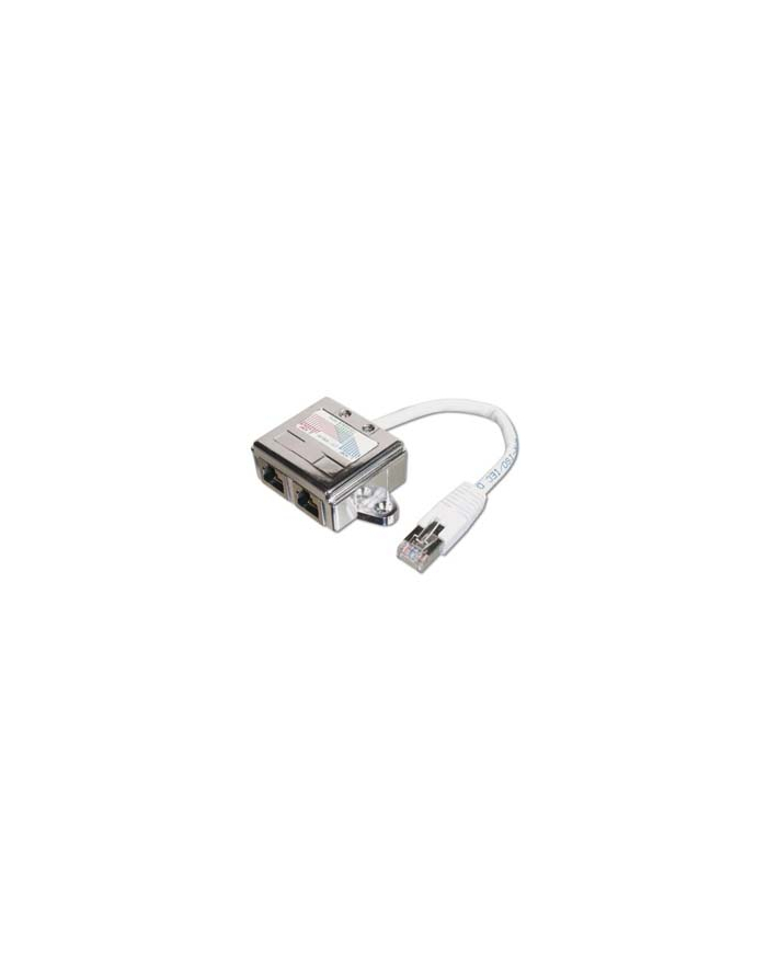 Adapter RJ45  na kablu / 2x gniazdo RJ45 kat.5e główny