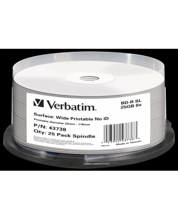 VERBATIM BD-R(25-pack)Blu-Ray/spindle/6x/25GB/Printable/No ID
