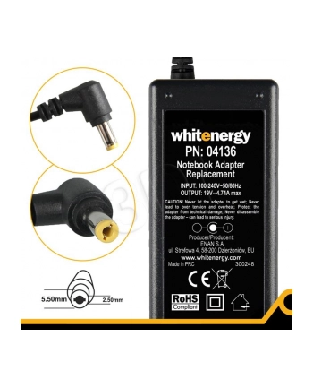 Whitenergy zasilacz 19V/4.74A 90W wtyczka 5.5x2.5mm Acer Toshiba Fuijtsu-Siemens