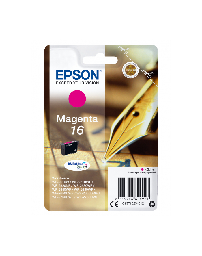 Tusz Epson T1623 magenta DURABrite  | 3,1 ml | WF-2010/25x0 główny