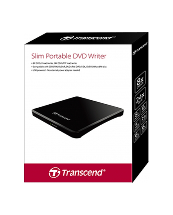 Transcend  Przenośna nagrywarka  DVD/CD 8X  13.9mm  USB 2.0 -  Czarna