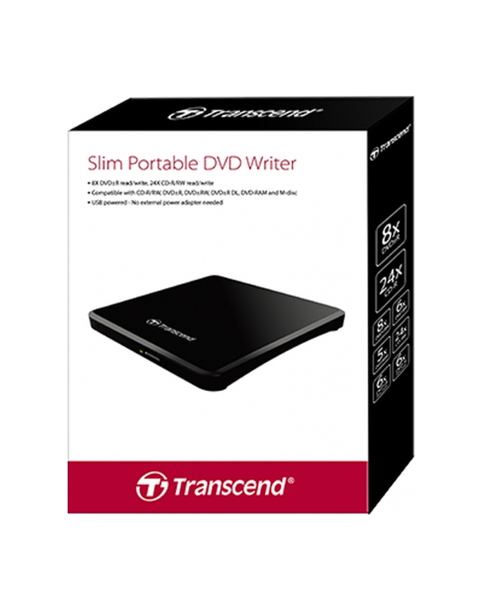 Transcend  Przenośna nagrywarka  DVD/CD 8X  13.9mm  USB 2.0 -  Czarna główny
