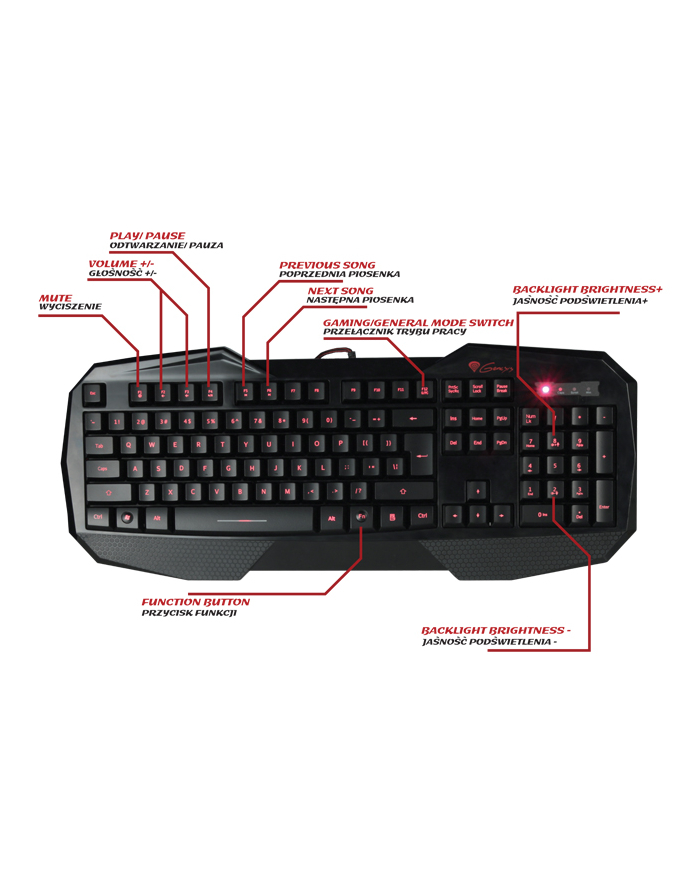 Natec Klawiatura GENESIS RX33 GAMING Illuminated Black USB główny