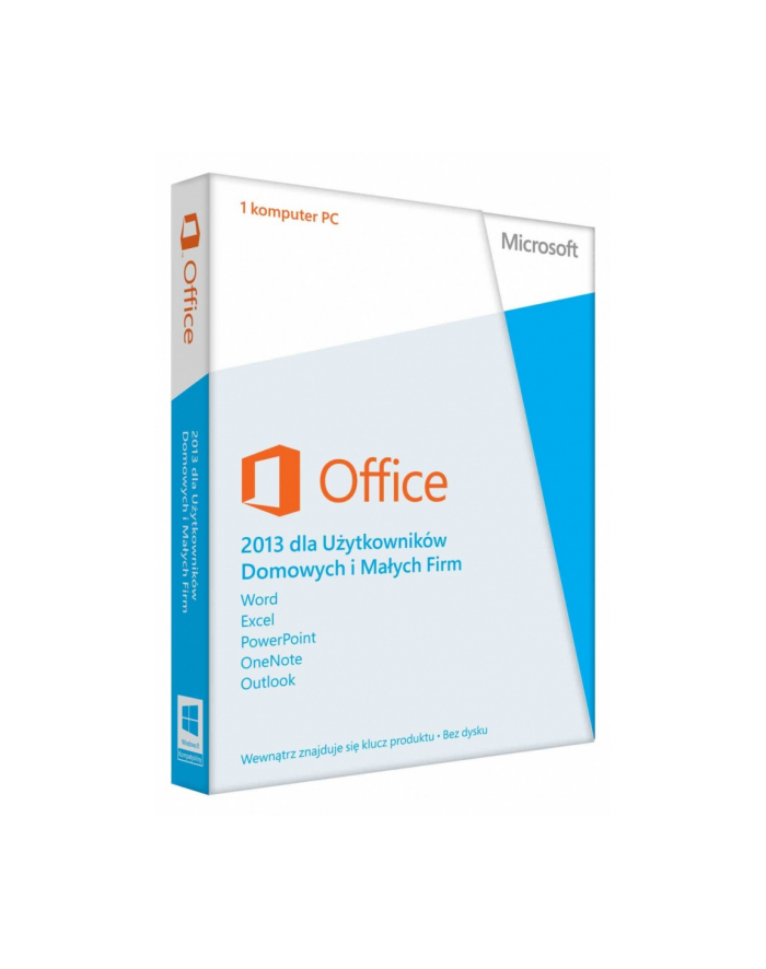 Microsoft Office 2013 dla użytkowników domowych i małych firm (Home and Business), j. polski - wersja 32 i 64 bit Medialess (najnowsza wersja z możliwością migracji pomiędzy stanowiskami) główny