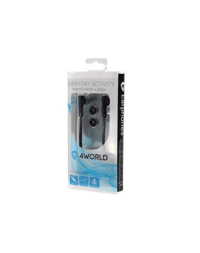 4World Słuchawki douszne MP3 OneColor Flat | jack 3.5mm | 1.2m | Czarne główny