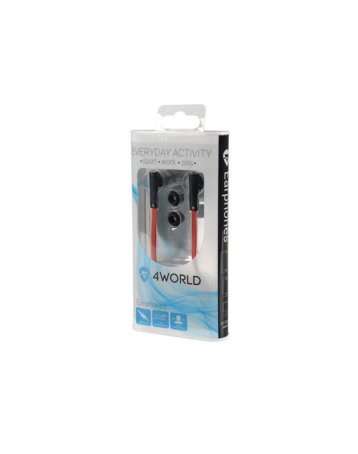 4World Słuchawki douszne MP3 DuoColor Flat | jack 3.5mm | 1.2m Czerowono-Białe główny
