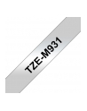 Taśma Brother 12mm BLACK ON SILVER (MAT) TAPE/METALIC - nr 44