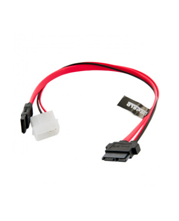 4World HDD Cable| Sata 3 |Slimline SATA-SATA | LP4 adapter | 304,8mm|black