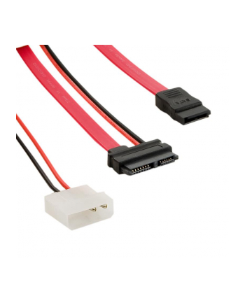 4World HDD Cable| Sata 3 |Slimline SATA-SATA | LP4 adapter | 304,8mm|black