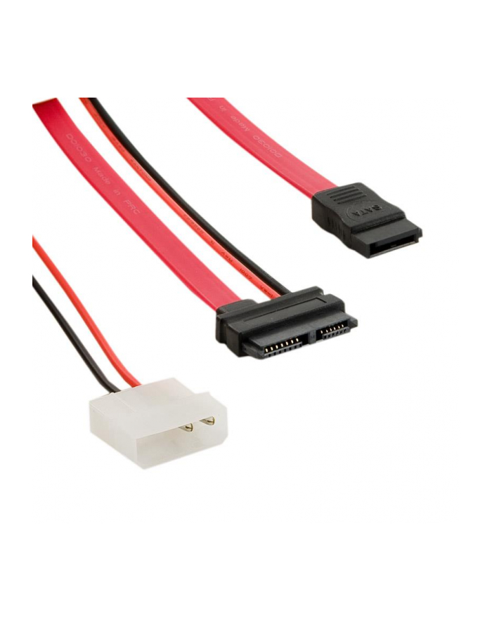 4World HDD Cable| Sata 3 |Slimline SATA-SATA | LP4 adapter | 304,8mm|black główny