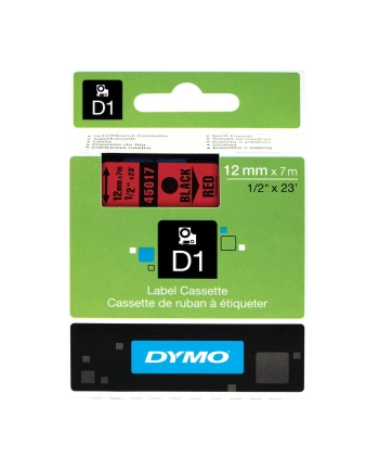 Taśma Dymo D1 - 12 mm x 7 m  czarny / czerwony