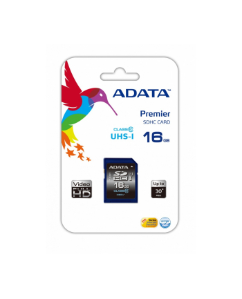 ADATA karta pamięci 16GB SDHC UHS-1 Class 10 (Transfer do 30MB/s) HD PHOTO/VIDEO