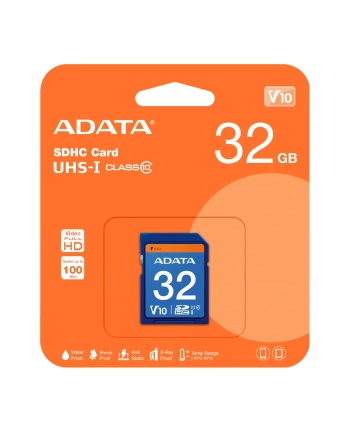ADATA karta pamięci 32GB SDHC UHS-1 Class 10 (Transfer do 30MB/s) HD PHOTO/VIDEO