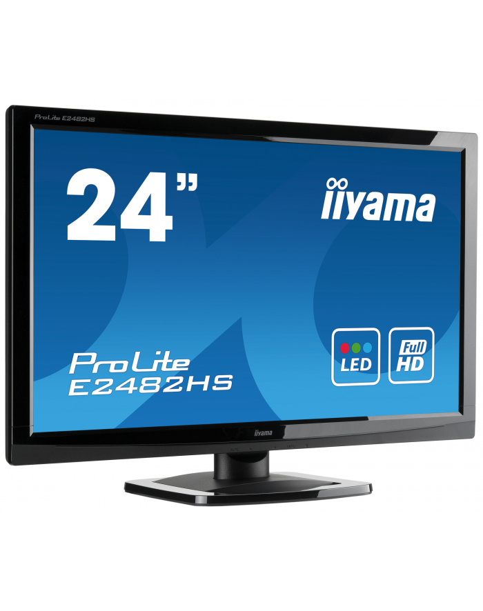 IIYAMA LCD LED 23.6'' Prolite E2482HS-GB1 Full HD, 2ms, DVI, HDMI, głośniki, czarny główny