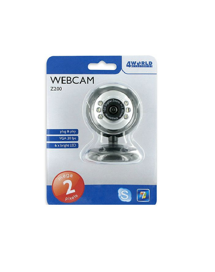 4World Kamera internetowa 2.0MP USB 2.0 z podświetleniem LED + mikrofon główny