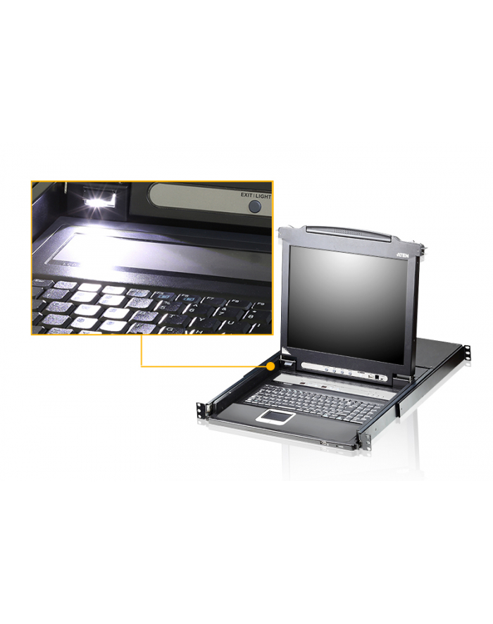 ATEN KVM 8 port LCD 19'' + kayboard + touchpad USB-PS/2 główny