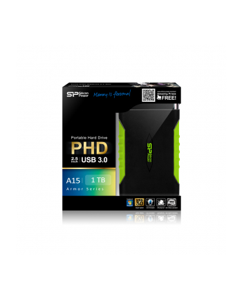 Dysk Silicon Power ARMOR A15 1TB 2.5'' USB3.0 AntiShock Green