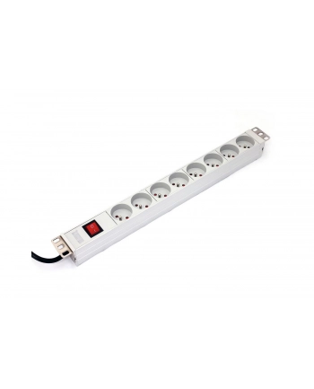 Listwa zasilająca PDU 19'''', 1U, 8 gniazd 2P+Z, 16A, 4000W aluminiowa, wyłącznik, 1,8m