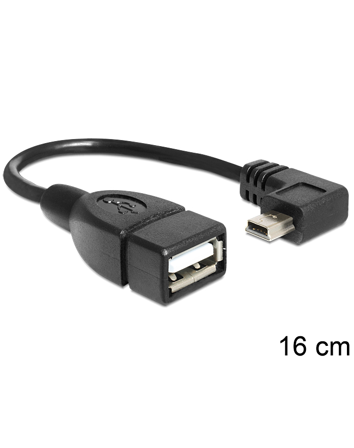 Kabel USB Mini B(M) kątowy->A(F) OTG 16cm główny