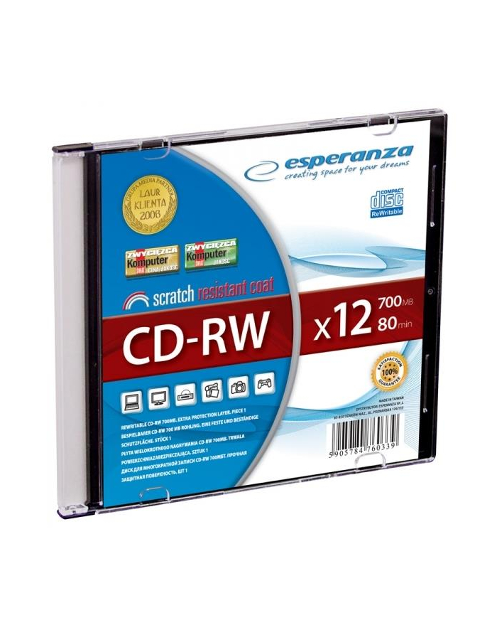 CD-RW ESPERANZA [ slim jewel case 1 | 700MB | 12x ] główny