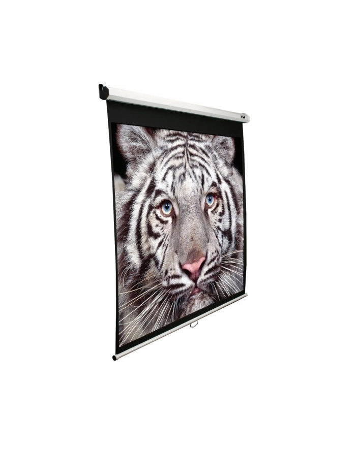 Elite Screens M150XWH2 Manual Pull Down Screen 150'' 16:9 / Diagonal 381cm, W 332cm x H 186.7cm / White case / 160° view angle / MaxWhite material / Gain 1.1 / Dual wall and ceiling installation / Auto-locking system główny