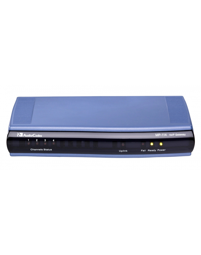 MediaPack 114 Analog VoIP Gateway, 4 FXS, SIP Packageincluding 4 FXS analog lines, single 10/100 BaseT, AC power supply, life line support (requires additional life line cable), G.711/723.1/726/727/729AB Vocoders, SIP główny