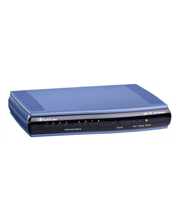MediaPack 118 Analog VoIP Gateway, 8 FXS, SIP Packageincluding 8 FXS analog lines, single 10/100 BaseT, AC power supply, life line support (requires additional life line cable), including G.711/723.1/726/727/729AB Vocoders, SIP główny