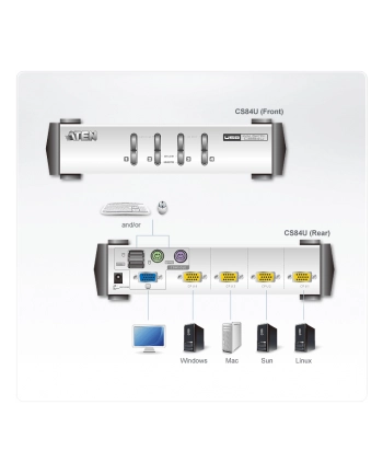 KVM 4/1 CS-84U USB/PS2 Master Desktop+kable ATEN
