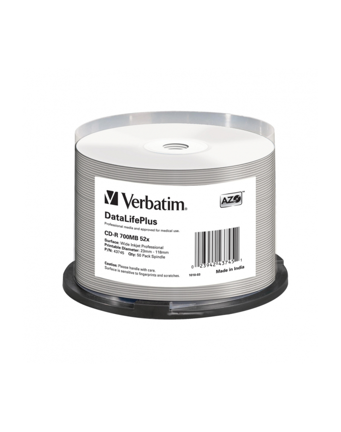 Verbatim CD-R [ spindle 50 | 700MB | 52x | white wide printable ] główny
