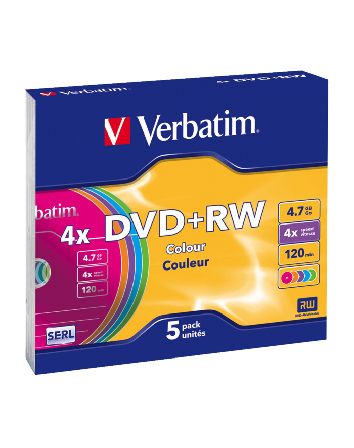 Verbatim DVD+RW [ slim jewel case 5 | 4.7GB | 4x | Colour ] główny