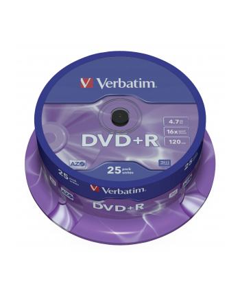 Verbatim DVD+R [ cake box 25 | 4.7GB | 16x | matte silver ]