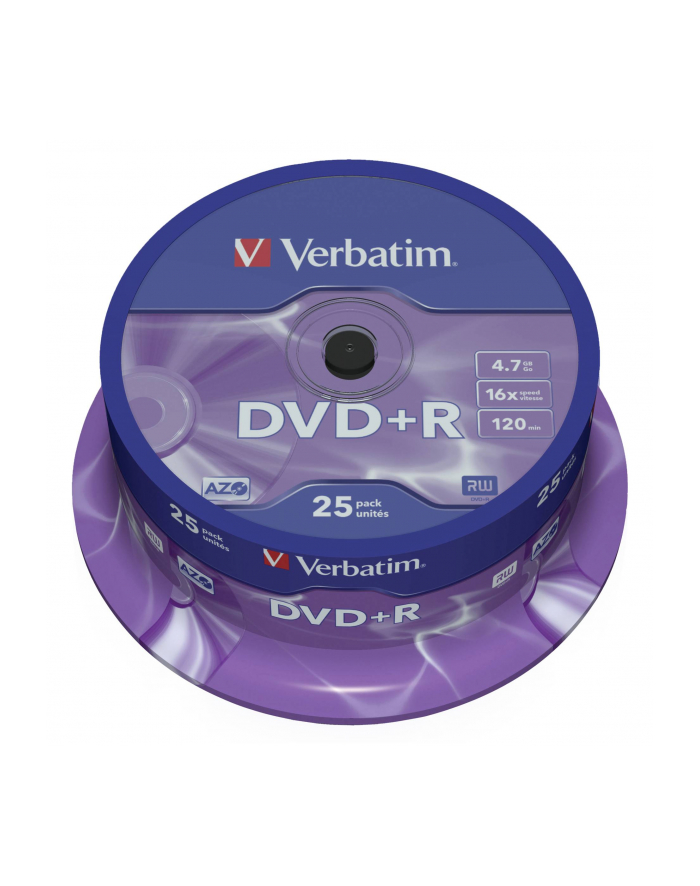 Verbatim DVD+R [ cake box 25 | 4.7GB | 16x | matte silver ] główny