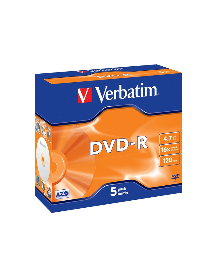 Verbatim DVD-R [ jewel case 5 | 4.7GB | 16x | matte silver ] główny
