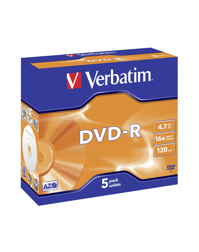 Verbatim DVD-R [ jewel case 5 | 4.7GB | 16x | matte silver ] główny