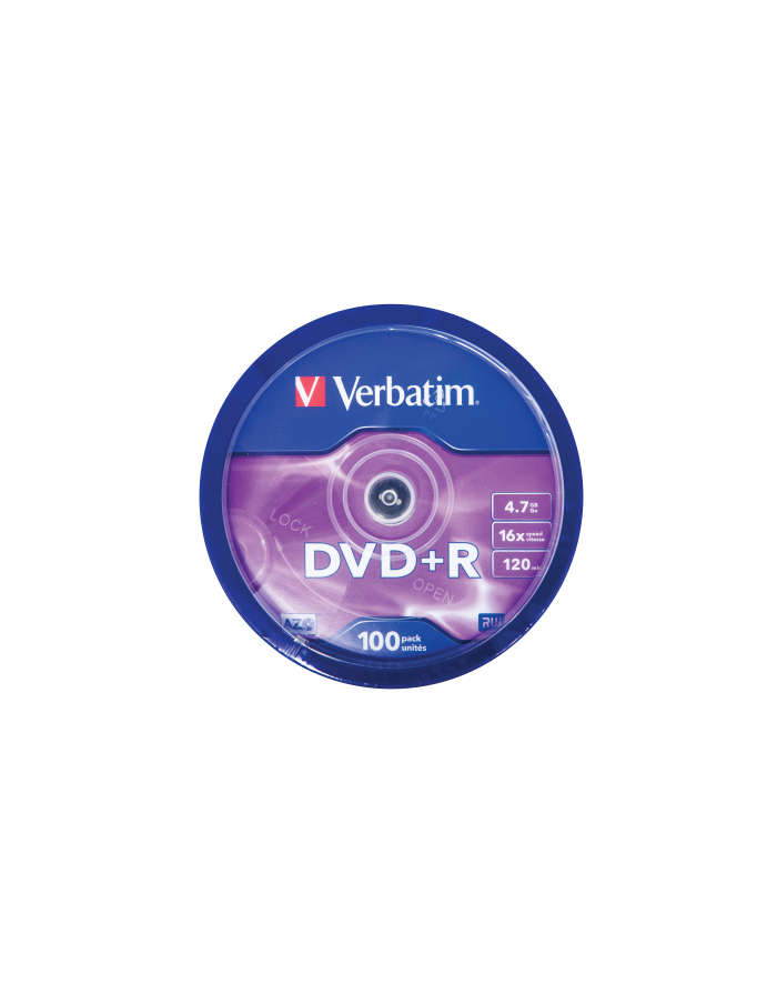Verbatim DVD+R [ cake box 100 | 4.7GB | 16x | matte silver ] główny
